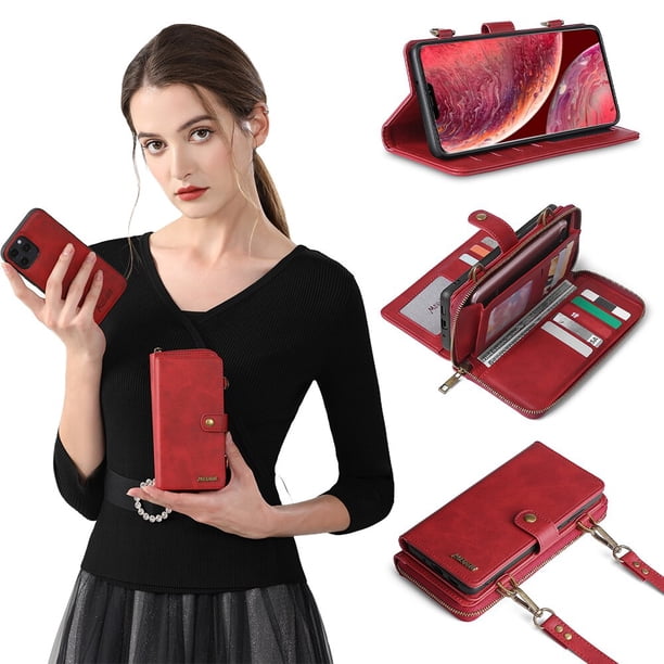 Funda de teléfono de cuero PU con hombro dividido para iPhone 6, 6S, 7, 8 Plus, X, XS, XR, XSMax, SE2020, 11, 12, 13, 14, Mini Pro Max qiuyongming unisex