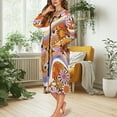 thumbnail image 3 of Xoenoiee Hippie Daisy Print Women Zipper Robe Long Sleeves Loungewear Dress Full Length Sleepwear Pockets Housecoat Nightgown Long Bathrobe, S, 3 of 7