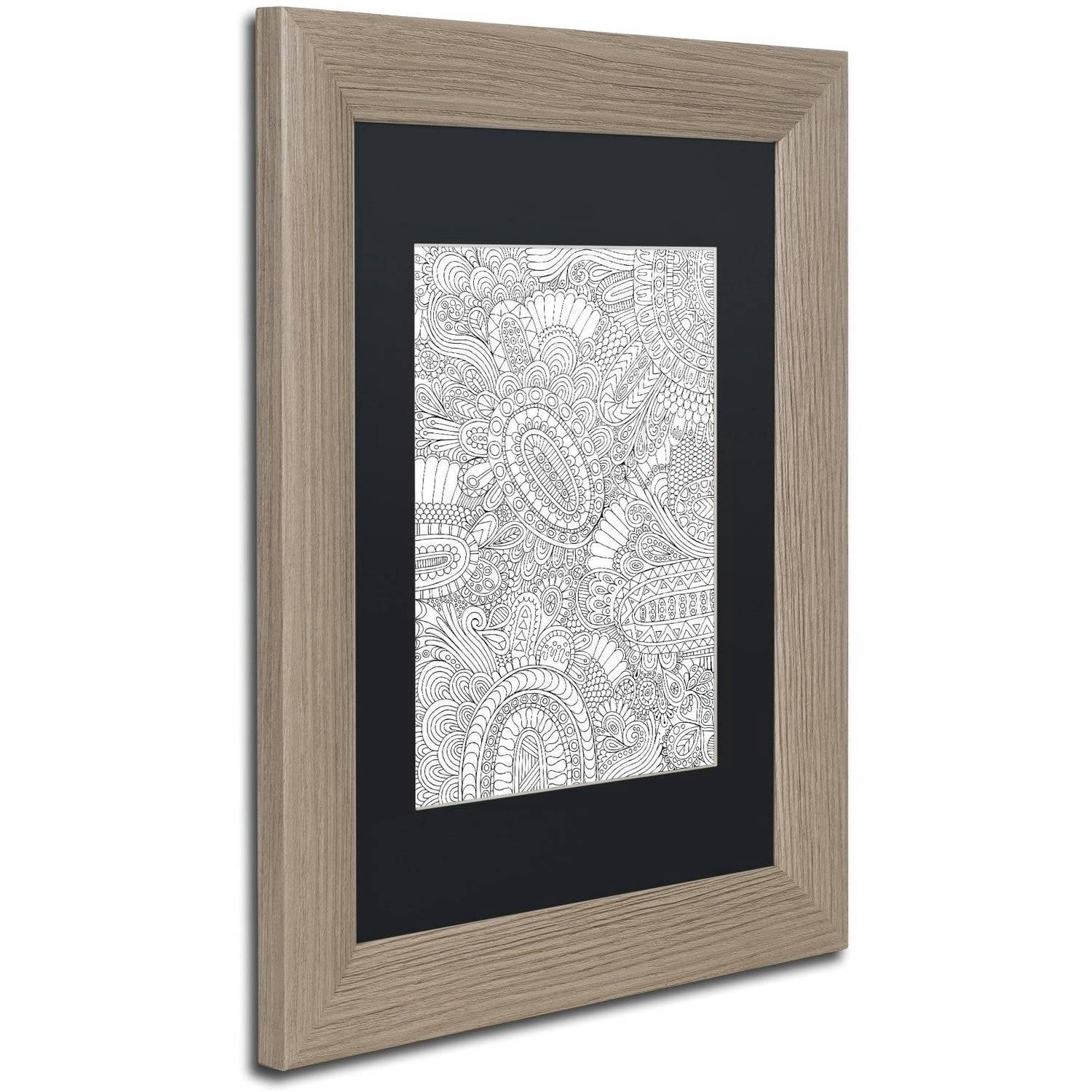 Trademark Fine Art "Doodles All Over 2" Canvas Art by Hello Angel, Black Matte, Birch Frame