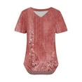 thumbnail image 4 of Heisall Women's V-Neck Printed Casual Short Sleeve Pullover Tops for Spring and Summer Fashion, 4 of 5