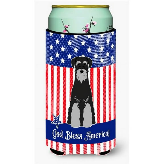 Caroline's Treasures BB3029TBC Patriotic USA Standard Schnauzer Black Grey Tall Boy Beverage Insulator Hugger , Tall