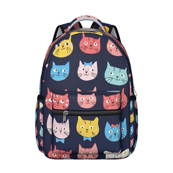 Sac à Dos Scolaire pour Étudiants avec Motif Géométrique de Chat et Art Abstrait Design Artistique Minimaliste
