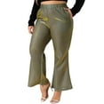 thumbnail image 2 of DARING DIVA Women's Plus Metallic Sparkly High Waist Wide Leg Pants 1X Gold, 2 of 6
