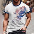 thumbnail image 4 of Men's Summer Graphic Print T-Shirt, Independence Day Theme with Soft Cotton Blend for Casual and Sporty Looks ,Dark Blue 3XL, 4 of 5