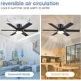 thumbnail image 5 of 52" Black Low Profile Ceiling Fans with Lights and Remote, Modern Flush Mount Ceiling Fans with Quiet DC Motor, 6 Speeds Reversible, 5 of 5