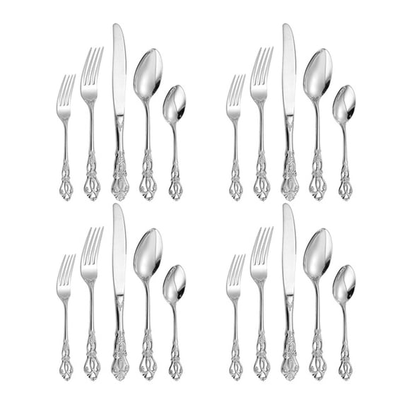 20 Pcs Silverware Set Including Fork Spoon and Knife Stainless Steel Flatware Set Vintage Cutlery Set Mirror Polished Utensil Set for Kitchen Dishwasher Safe Service for 4