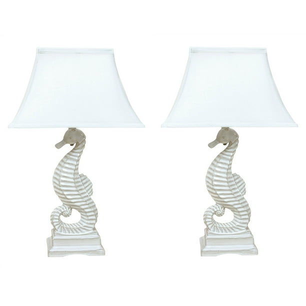 Coastal White Seahorse Table Lamp Ceramic 22 Inch Set Of 2 Walmart Com Walmart Com