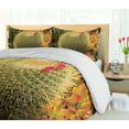 thumbnail image 5 of Ambesonne Flower Duvet Cover Set, Cactus Plant with Spikes, 2-Calking, Green and Pink, 5 of 7