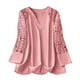 thumbnail image 3 of Top de encaje,Blusa de mujer con cuello en V, manga larga, encaje calado, informal, de poliéster, para usar en casa, sopatenor, 3 of 9