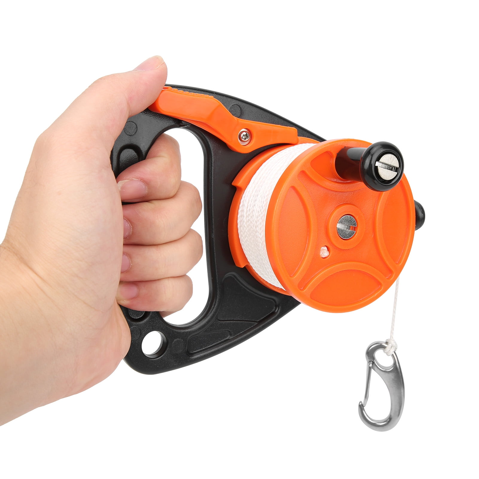150ft White Nylon Diving Reel with Handle and Snap 317g ABS Dive Line Wheel for Underwater Snorkeling Kayak Anchor 150ft pp Handle Card Position Rope Combination