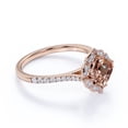 thumbnail image 3 of JeenMata Affordable 1.5 Carat Cushion cut created morganite and Moissanite Engagement Ring in 18k Gold Over Sterling Silver, 3 of 6