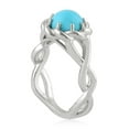 thumbnail image 3 of KIRAN FINE JEWEL Round Turquoise Turquoise Band Ring 925 Silver Wedding Anniversary Engagement Women Gemstone Statement Jewelry Gift For Her, 3 of 5