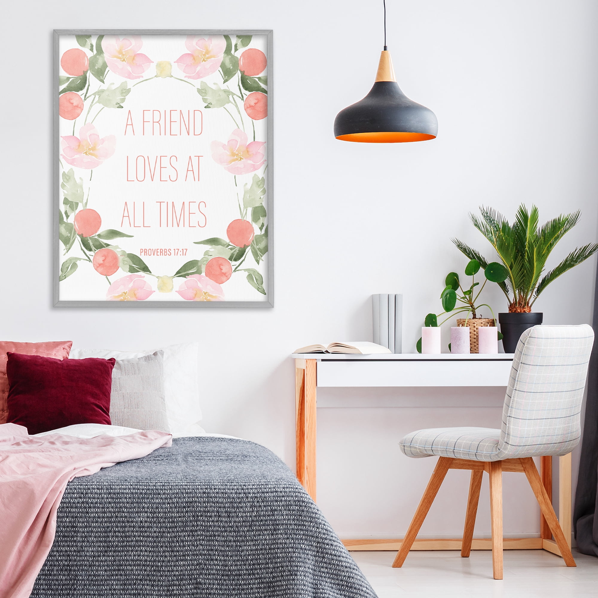 Stupell Industries A Friend Loves At All Times Gray Framed Giclee Art, design by Lucille Price