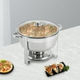 thumbnail image 4 of Premium Round Chafing Dish Buffet Set, 8.5L, Stainless Steel, Dual Hot & Cold Use, Elegant Design with Anti-Scald Handles & Visual Glass Lid for Catering & Parties, 4 of 7