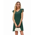 thumbnail image 3 of Summer Dresses for Women V Neck Cap Sleeve Casual Mini Dress Dark Green XL, 3 of 8