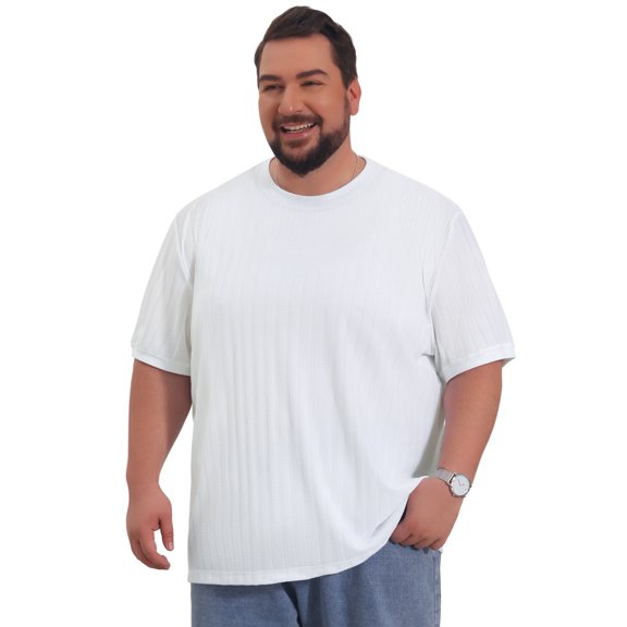 DARING DIVA Men's Big Tall Mesh Breathable Crew Neck Short Sleeve T-Shirts XL White
