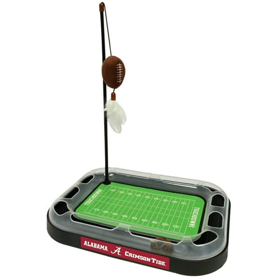 Pets First Alabama Crimson Tide Cat Scratcher with Catnip Plush and Feather, Green