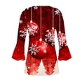 thumbnail image 5 of Plus Size Tops for Women Christmas Long Sleeved Tunic Printed Casual V-neck Pullover Flowy Tunic Top Pleated Casual Blouses Loose Fit Dressy Womens Tops Wine XXL, 5 of 5