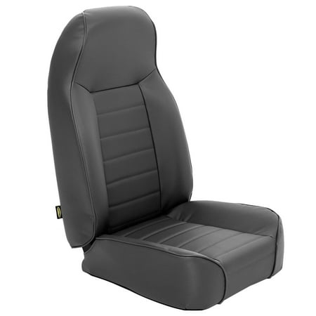 Seat Black Denim - Smittybilt Front Standard Bucket Seat for 1976- 2002 Wrangler or CJ, Black Denim