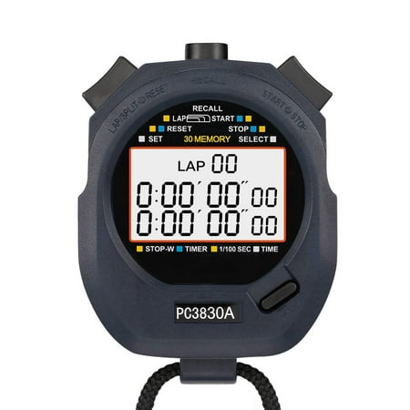 Stopwatch Professional Timer 3 RAW 30 Lap Split Memory with Digital Extra Large Screen for Stopwatches Sports Game Timer Count up Down Water Resistant (Best Split Screen Games)