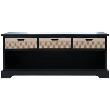 UPC: 0195058011228 | SAFAVIEH Landers 3 Drawer Transitional Storage Bench  Black