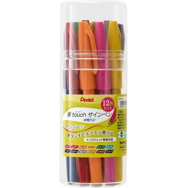 Juego de 12 colores con punta de fieltro Pentel Pen Touch SES15C-12