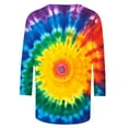 thumbnail image 3 of VBTAPA Womens Plus Size Tops 3/4 Sleeve Crewneck T-shirt Casual Workout Tie Dye Graphic Tee Shirts Lightweight Going Out Blouse Prime Sales of The Day Multicolor XXXL, 3 of 5