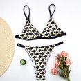 thumbnail image 2 of Conjunto de bikini HUOGUO, traje de baño brasileño de corte alto con estampado para mujer, 2 of 3