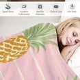 thumbnail image 3 of ONETECH kasme  Seamless Summer Gold Pineapple On Striped Background Soft Throw Blanket for Bed Couch Sofa Lightweight Travelling Camping Throw Size for Kids Boys Women All Season, 3 of 6