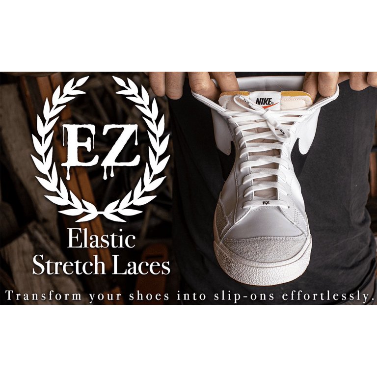 EZ Stretch slip on shoe laces pair, Elastic flat stretchy shoe