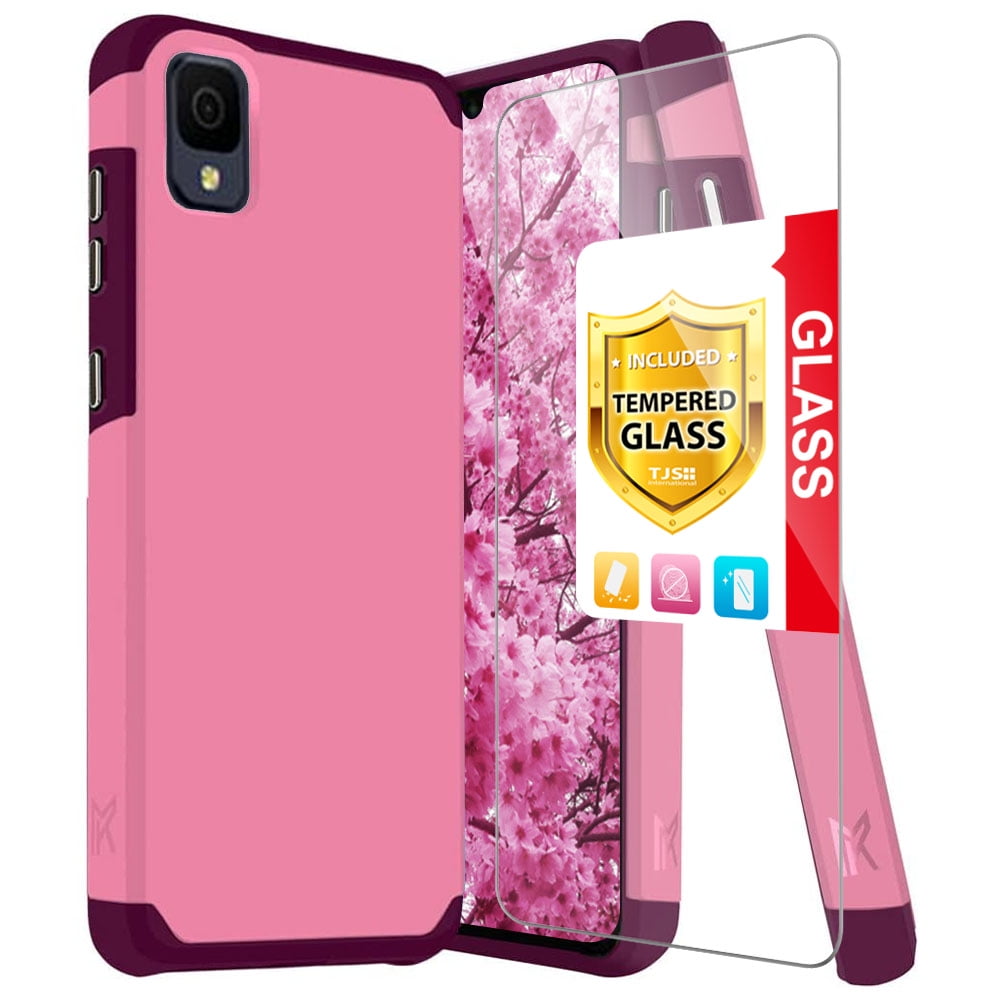 TJS for TCL 30 Z (T602DL) TCL 30 LE Phone Case, with Tempered Glass