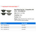 thumbnail image 2 of Rear Brake Pad Set - Compatible with 2014 - 2018 BMW X5 2015 2016 2017, 2 of 2