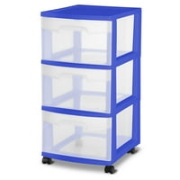 Sterilite 3 Drawer Medium Cart, Cobalt Crush, Case Pack of 2