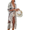 thumbnail image 1 of Cardigan en Dentelle Transparente Croisé devant Floral Pêche et Violet pour Femmes, 1 of 8