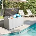 thumbnail image 6 of Decksplore 110 Gallon Pro Edition Lockable Resin Deck Box, Waterproof & UV-Resistant Outdoor Storage Box for Outdoor Tools, Toys Storage, Gray, 6 of 7