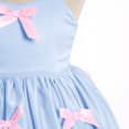 thumbnail image 4 of IBTOM CASTLE Baby Girl Dress Satin Bubble Pink Bow Ruffle Pageant Formal Princess Toddler Girl Fancy Dress Photo Shoot 2-3T Blue, 4 of 7