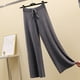 thumbnail image 5 of Pantalones anchos de punto con colgante para mujer, pantalones holgados informales retro de cintura alta y rectos para otoño e invierno, 5 of 6