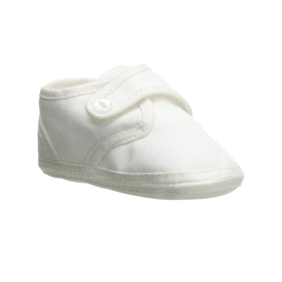 Boys White Cotton Shoe with Button Closure