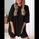 thumbnail image 4 of Conjunto de Dos Piezas para Mujer, Verano 2025, Informal, de Talla Grande, con Pantalones Cortos de Motociclista, Negro, XXL, 4 of 8