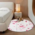 thumbnail image 3 of Round Area Rug 3ft, Valentine's Day Pink Love on White Non-Shedding Washable Area Rug, Romance Dream Non Slip Low-Profile Circle Rugs for Living Room, Bedroom Dining Room, 3 of 9