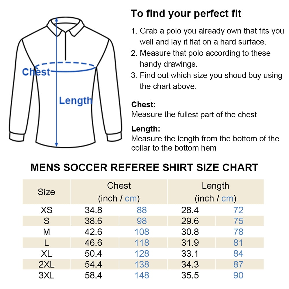 TOPTIE Men's Official Soccer Long Sleeve Referee Jersey USSF Pro Uniform-Blue-L