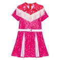 thumbnail image 6 of iiniim Halloween Western Party Dress Up Cowgirl Kids Girls Tassels Fringe Shiny Sequins Pleated Dresses Hot Pink 6, 6 of 7