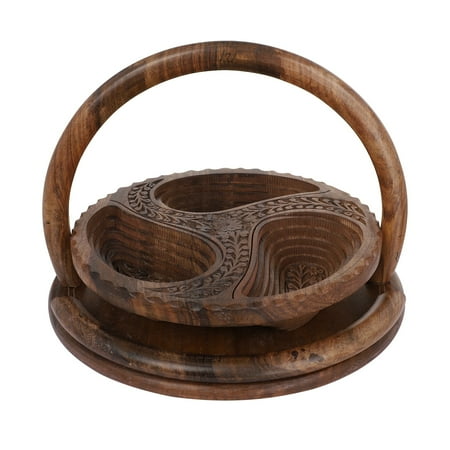 

Clearance CNEWQJY Fruit Containers For Fridge Handmade Wood Carving Fruit Plate 12345 Foldable Solid Wood Dried Fruit Folding Basket Nut Box