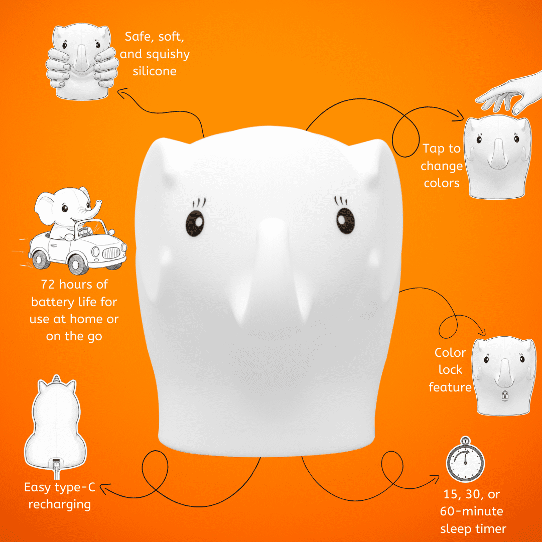LumiPets&reg; Eggbert the Elephant- Children's Touch Night Light