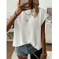 thumbnail image 4 of Women's 2025 Summer Cap Sleeve Tops Casual Crew Neck Loose Fit Knit Lightweight Sweater Pullover Top, 4 of 6