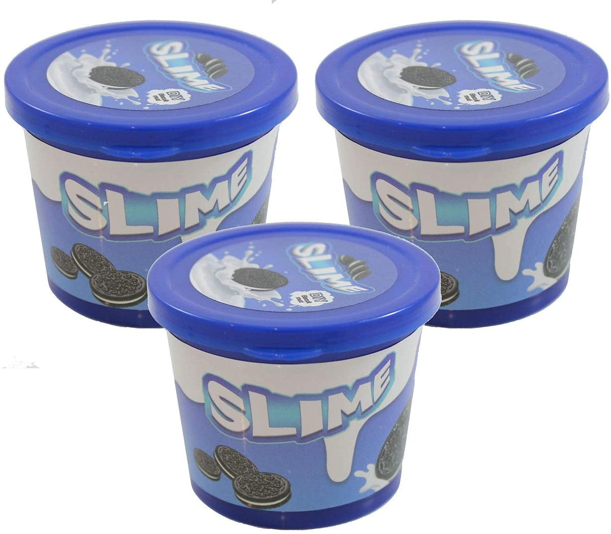 3 Cookies & Cream Slime - Stretchy, Gooey, Drippy Slime with Cookie Mix-Ins - Putty - Goo