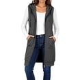 thumbnail image 3 of Diufon Womens Long Zip Up Hoodies Sleeveless Drawstring Hooded Sweatshirt Jackets Fall Winter Warm Waistcoat with Pockets, 3 of 8