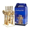 thumbnail image 1 of Xingzhi Ensemble de Couverts en Acier Inoxydable 24 Pcs Vaisselle Robuste et Durable 3. Livré Doré, 1 of 6