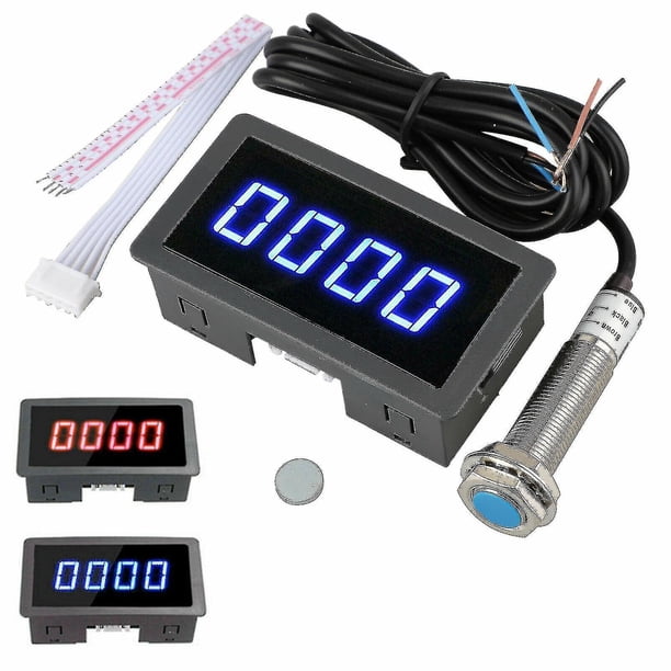 4 LED digitales, tacómetro, medidor de velocidad de RPM + sensor de interruptor de proximidad Hall NPN