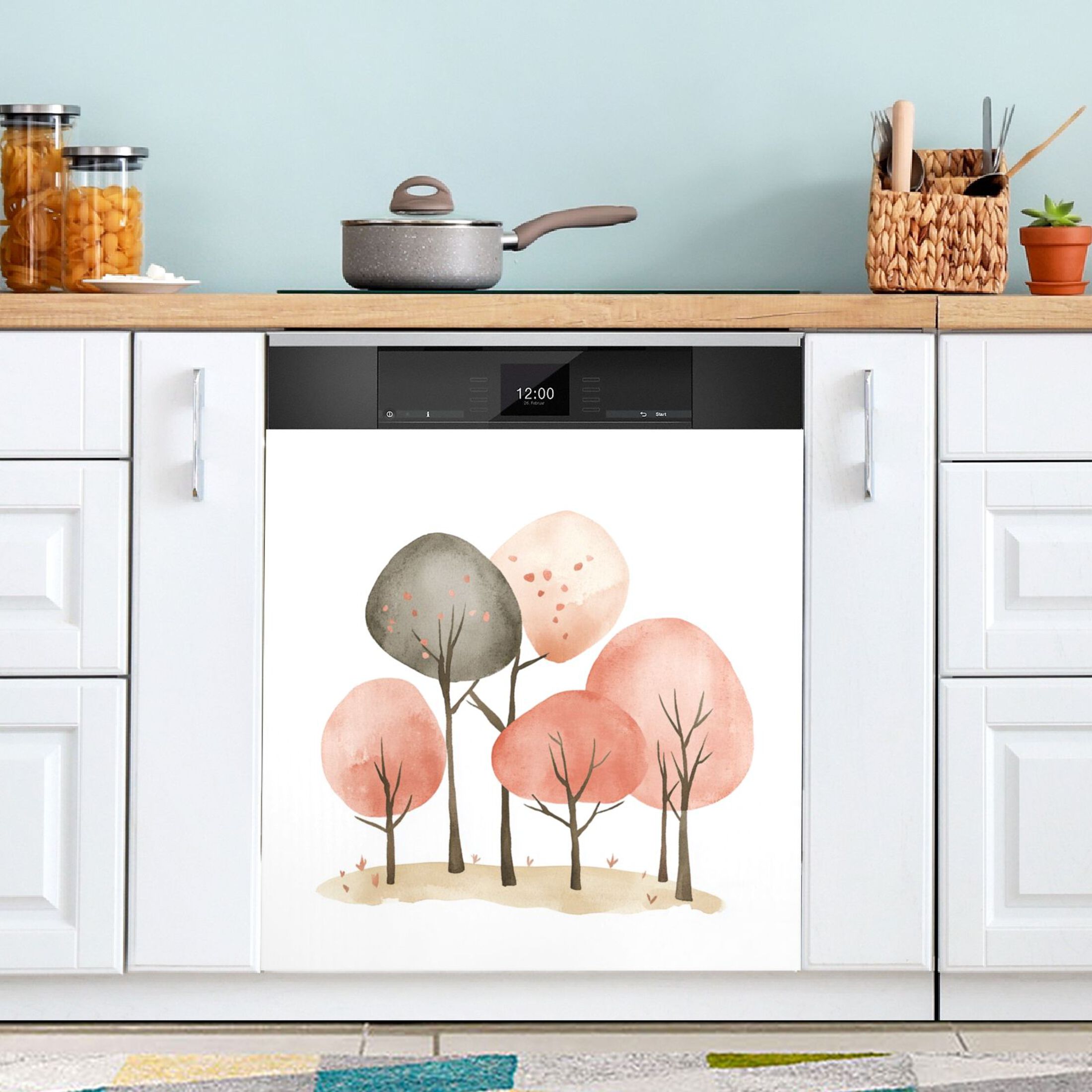 Dishwasher Magnetic Sticker 23x26 Inch Refrigerator Magnetic Sticker Washing Machine Magnetic Sticker Kitchen Panel Magnetic Sticker Home Decor Cartoon Orange Tree